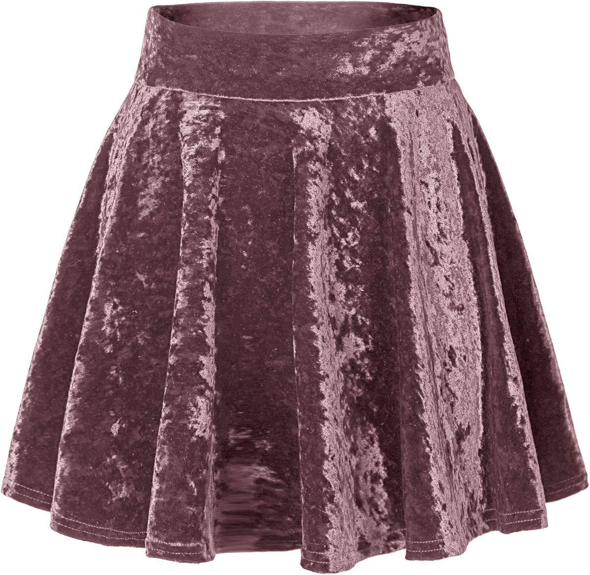 Urban CoCo Women's Crushed Velvet Mini Skater Skirt Pleated Stretchy A-Line