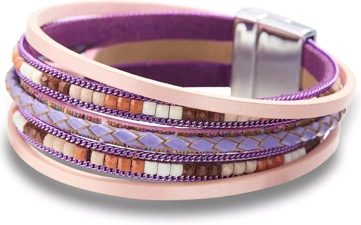 Fesciory Leather Wrap Bracelets for Women, Boho Western Layered Jewelry