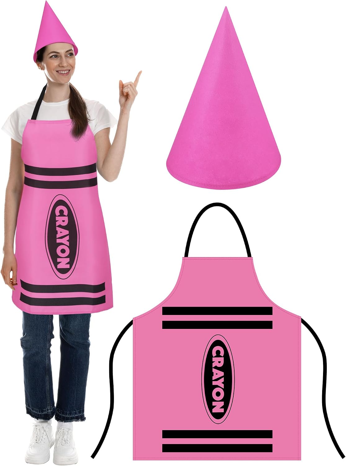 Teenyyou Crayon Costume with Apron and Cone Hat Adult