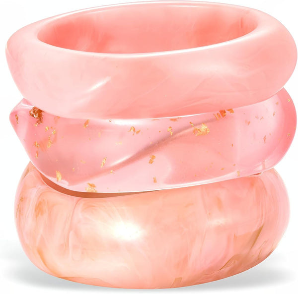 Acrylic Bangles Bracelets for Women, Irregular Acrylic Resin Chunky Bracelets Geometric Fashions Thick Statement bangle Set