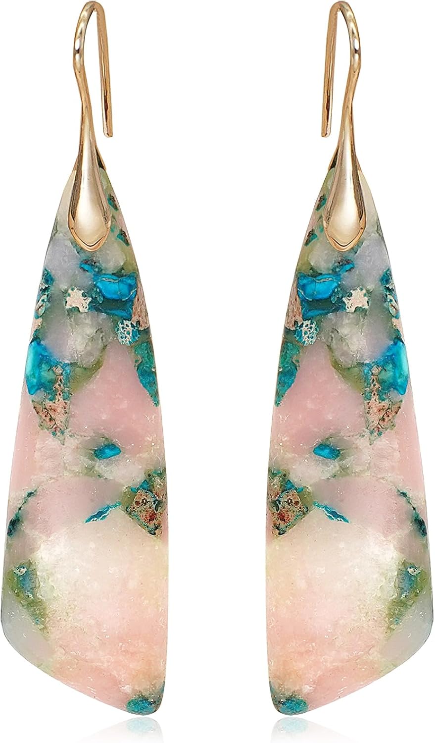 Natural Stone Triangle Boho Dangle Earrings