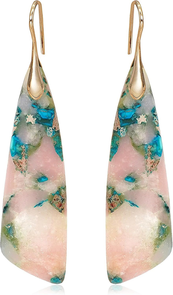 Natural Stone Triangle Boho Dangle Earrings