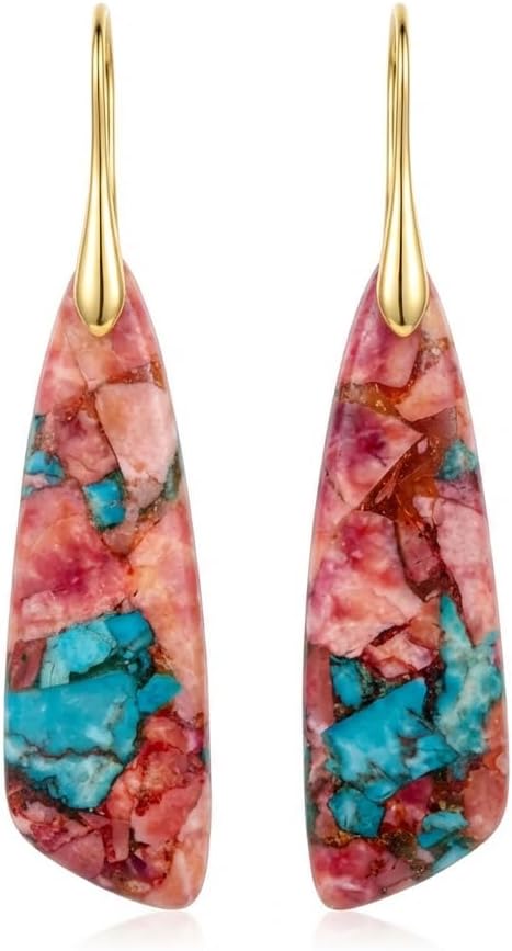 Chalcedony Crystal Teardrop Copper Hook Earrings