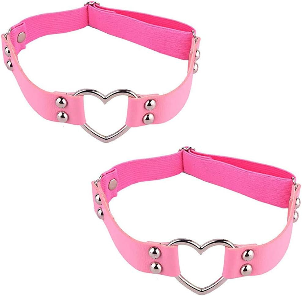 2PCS Leather Heart Garter - Adjustable Leg Ring for Cosplay, Spike Party Main image
