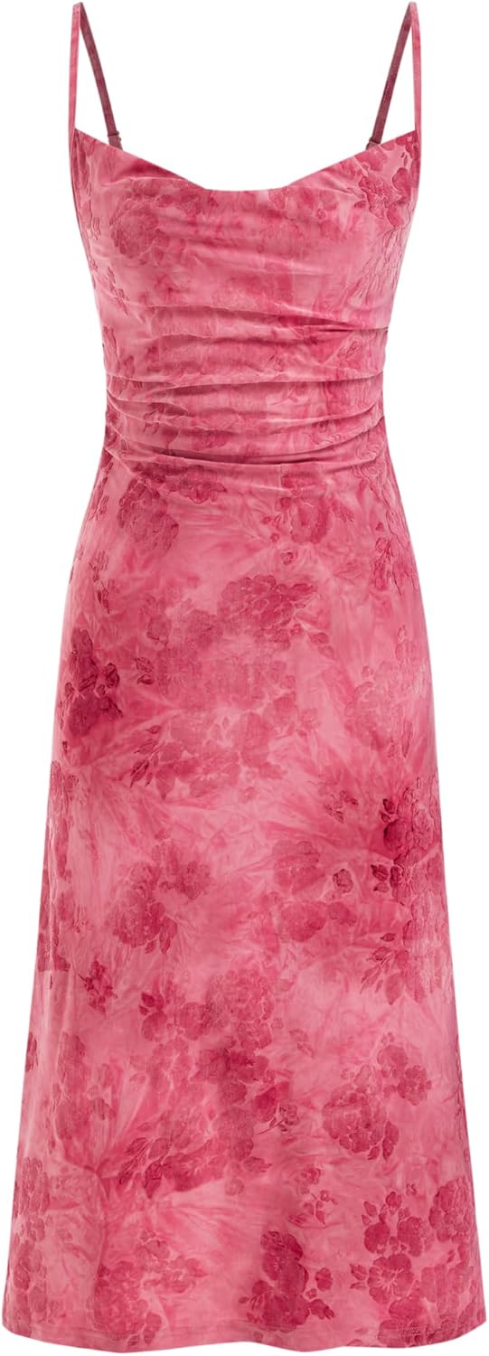 CIDER Womens Velvet Dress Floral Sleeveless Midi Wedding Guest Dresses