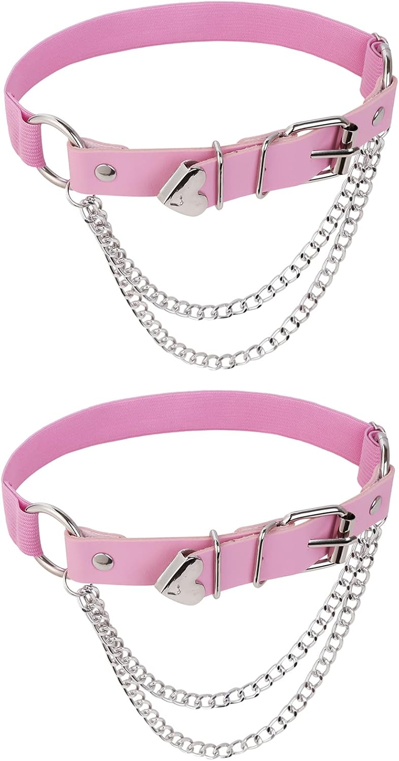 Adjustable Leg Garter with Chains, Elastic Punk Thigh Garters for Women, 1 Pair