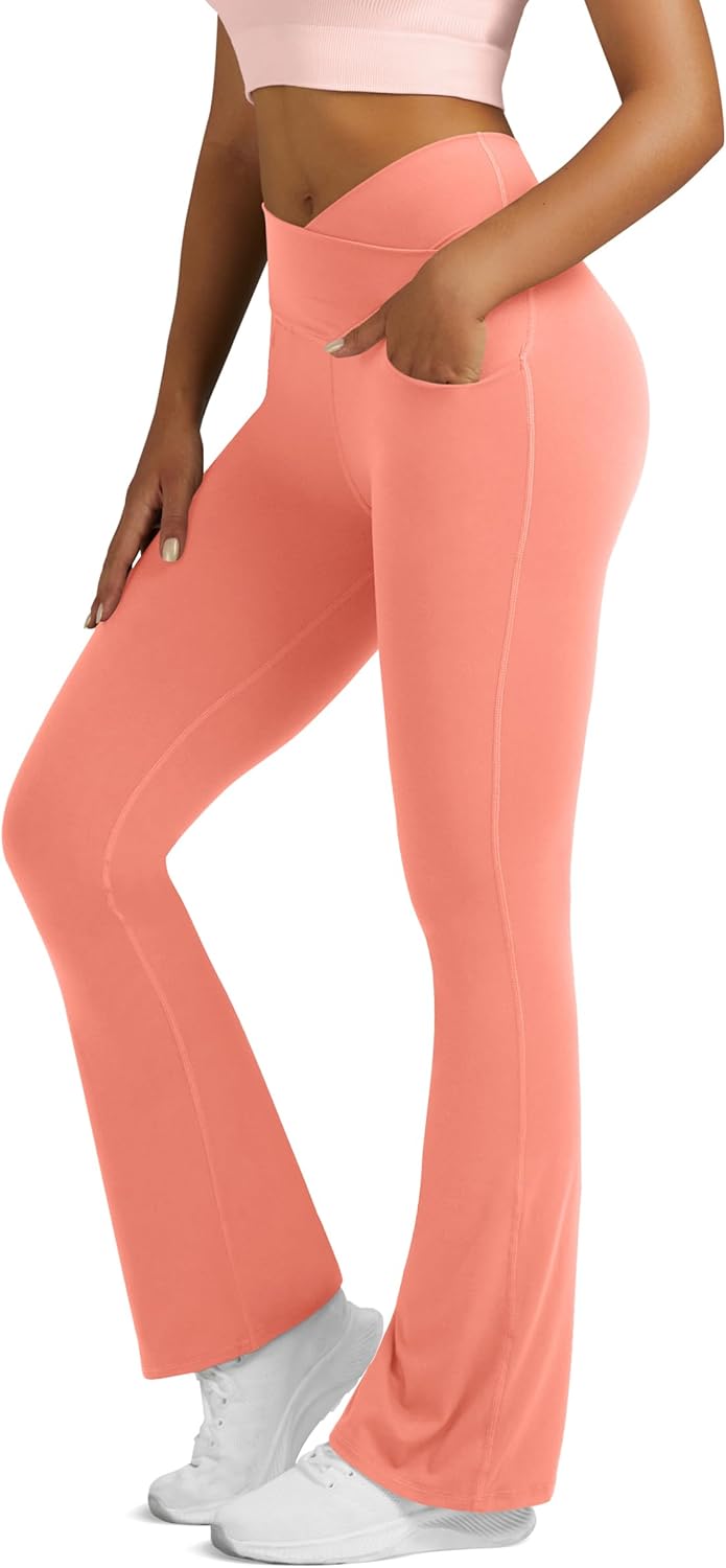 Flare Leggings For Women Yoga Pants With Pockets High Waisted