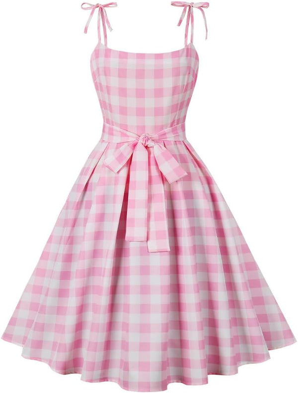 Vintage 1950s Retro Rockabilly Swing Polka Dot Cocktail Dress with Belt