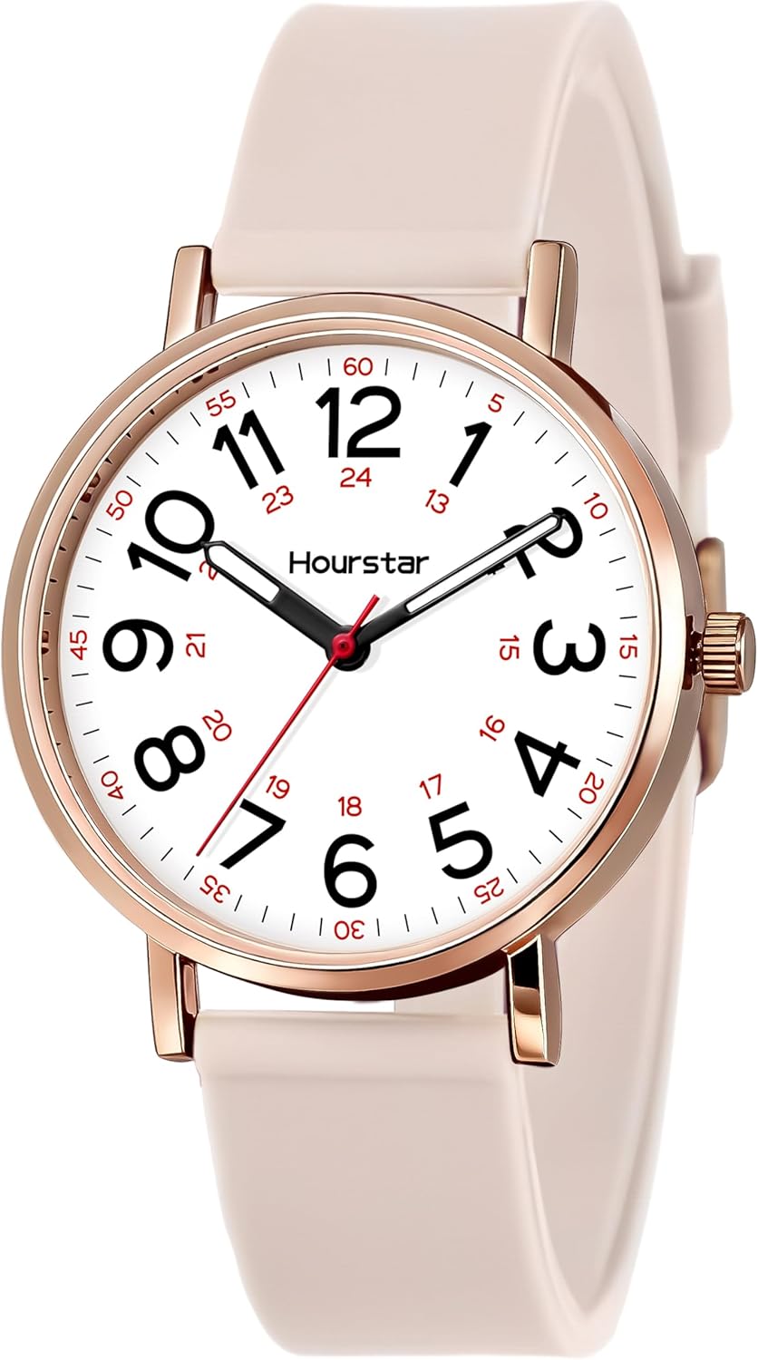 Women's Analog Nurse Watch with Second Hand for Nursing, 12/24 Time, S
