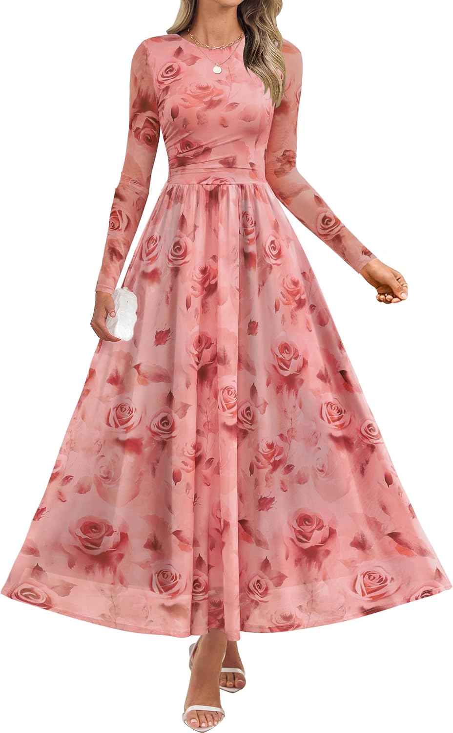 ZESICA Women's Fall Long Sleeve Wedding Guest Dresses