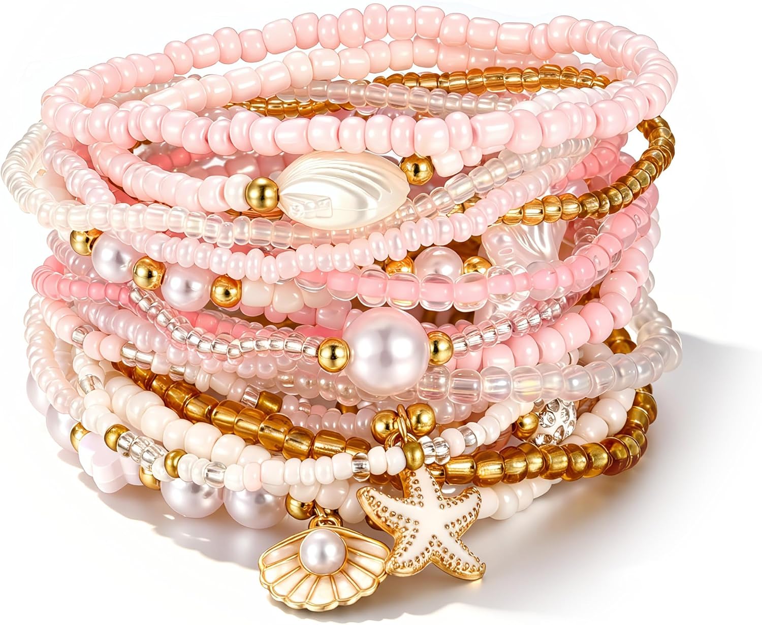 Boho Gold Beaded Bracelets for Women, Stackable Bracelets Secondary image