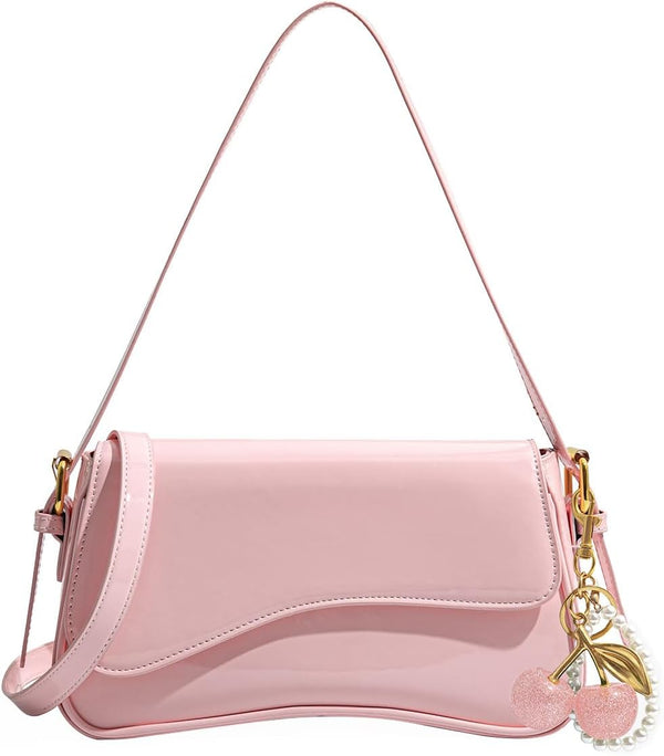 Purse for Women — Hobo Crossbody/Shoulder Bag with Cherry Pendant, Classic Retro Y2K, Detachable Straps