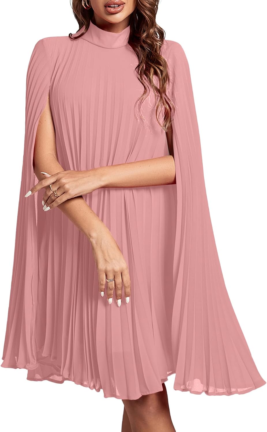 Women's Cloak Sleeve Party Midi Dress