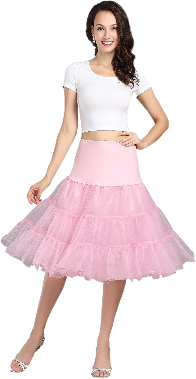 WOWBRIDAL Women's Vintage 50s Rockabilly Petticoat 25.59" Length Tutu Underskirt