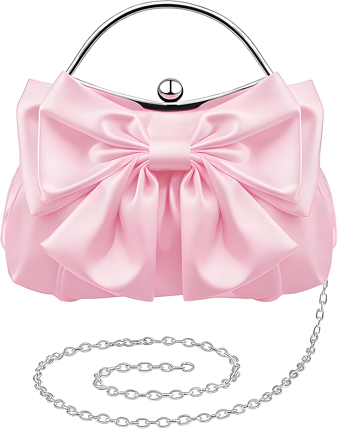 Coquette Bow Pleated Satin Clutch