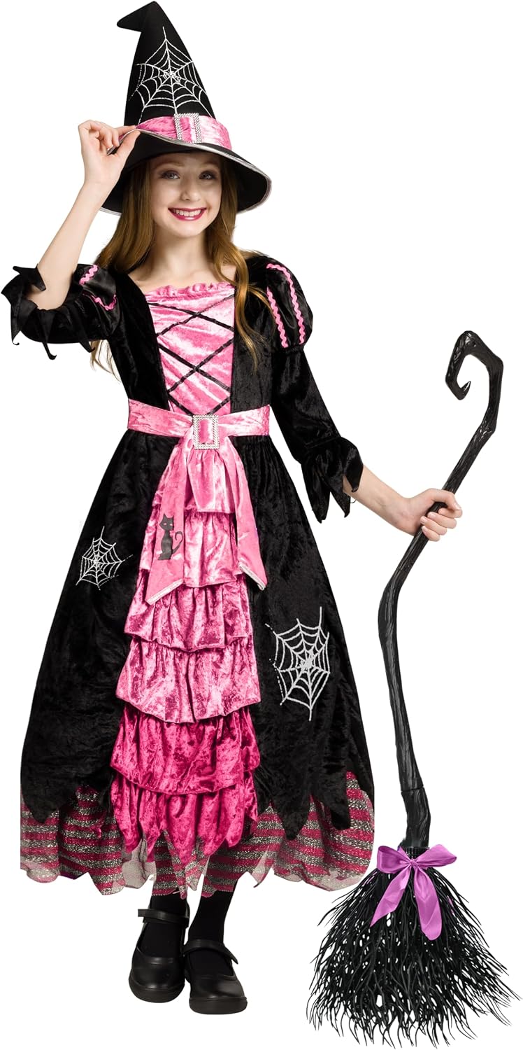 Spooktacular Creations Fairytale Witch Cute Witch Costume Deluxe Set with Broom for Girls Main image