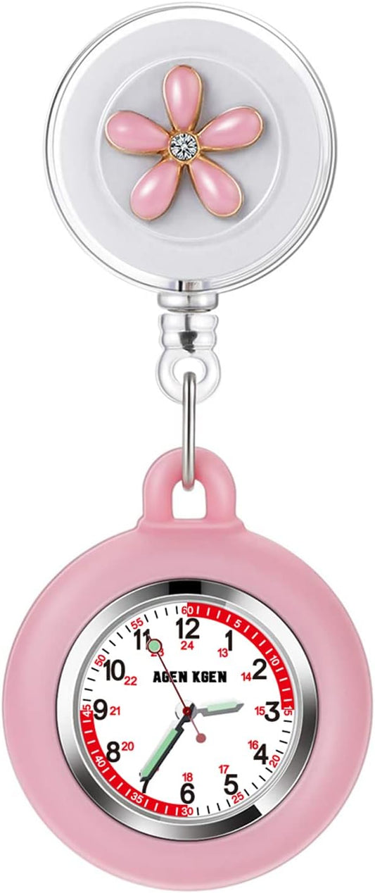 3X Retractable Clip-On Lapel Nurse Watch