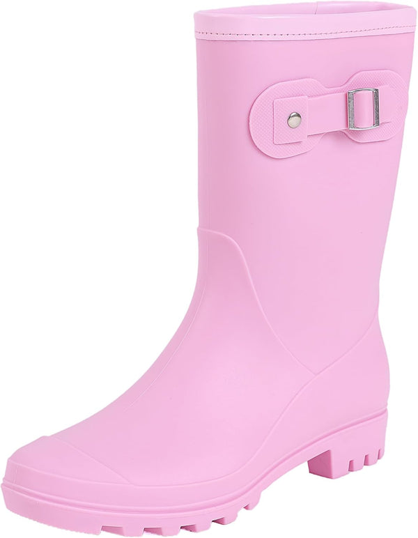 Women's Mid Calf Rain Boots Waterproof Fashion Shoes