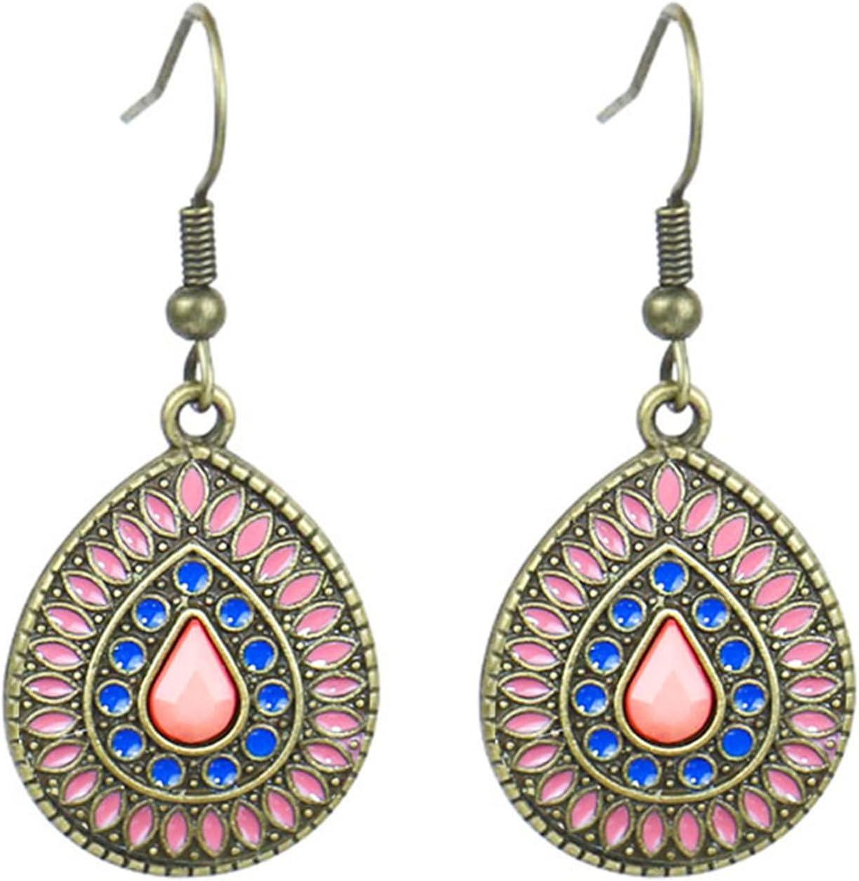 Handmade Boho Enamel Teardrop Dangle Earrings