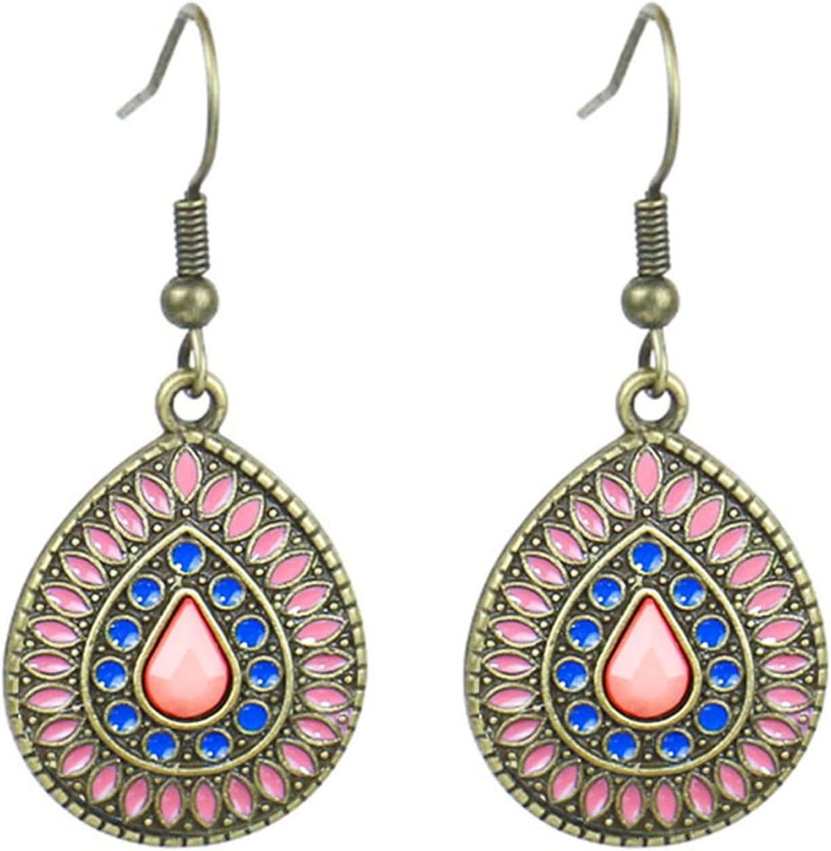 Handmade Boho Enamel Teardrop Dangle Earrings