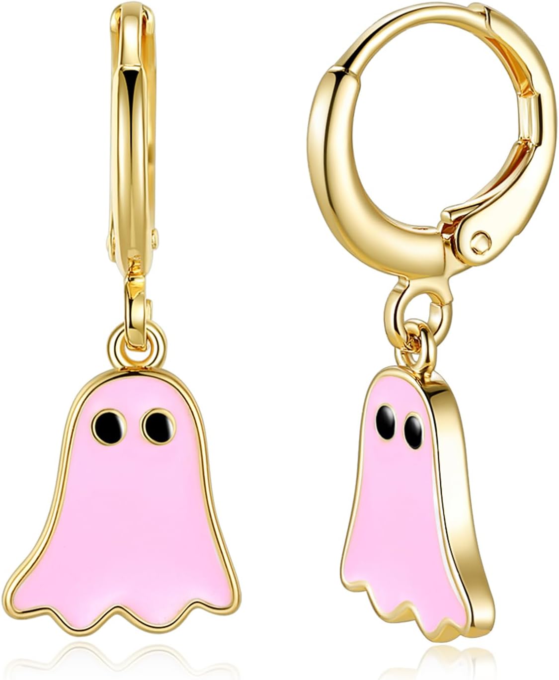 Halloween Ghost Earrings for Women – Spooky Cute 14K Gold Plated Hoop Dangle Jewelry, Fun Halloween Accessories Gifts