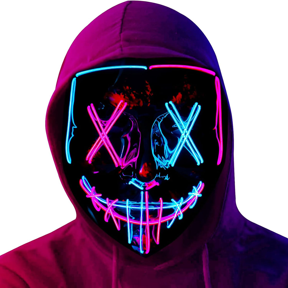 Poptrend Halloween Mask LED Light up Mask Scary mask for Festival Cosplay Halloween Costume Masquerade Parties,Carnival,Gift (2 PACK-B)
