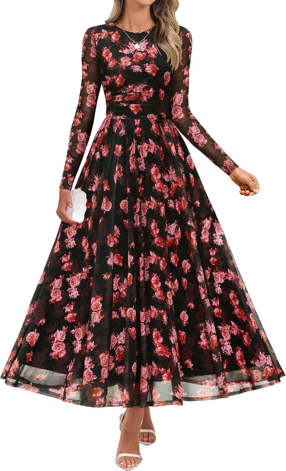 ZESICA Women's Fall Long Sleeve Wedding Guest Dresses