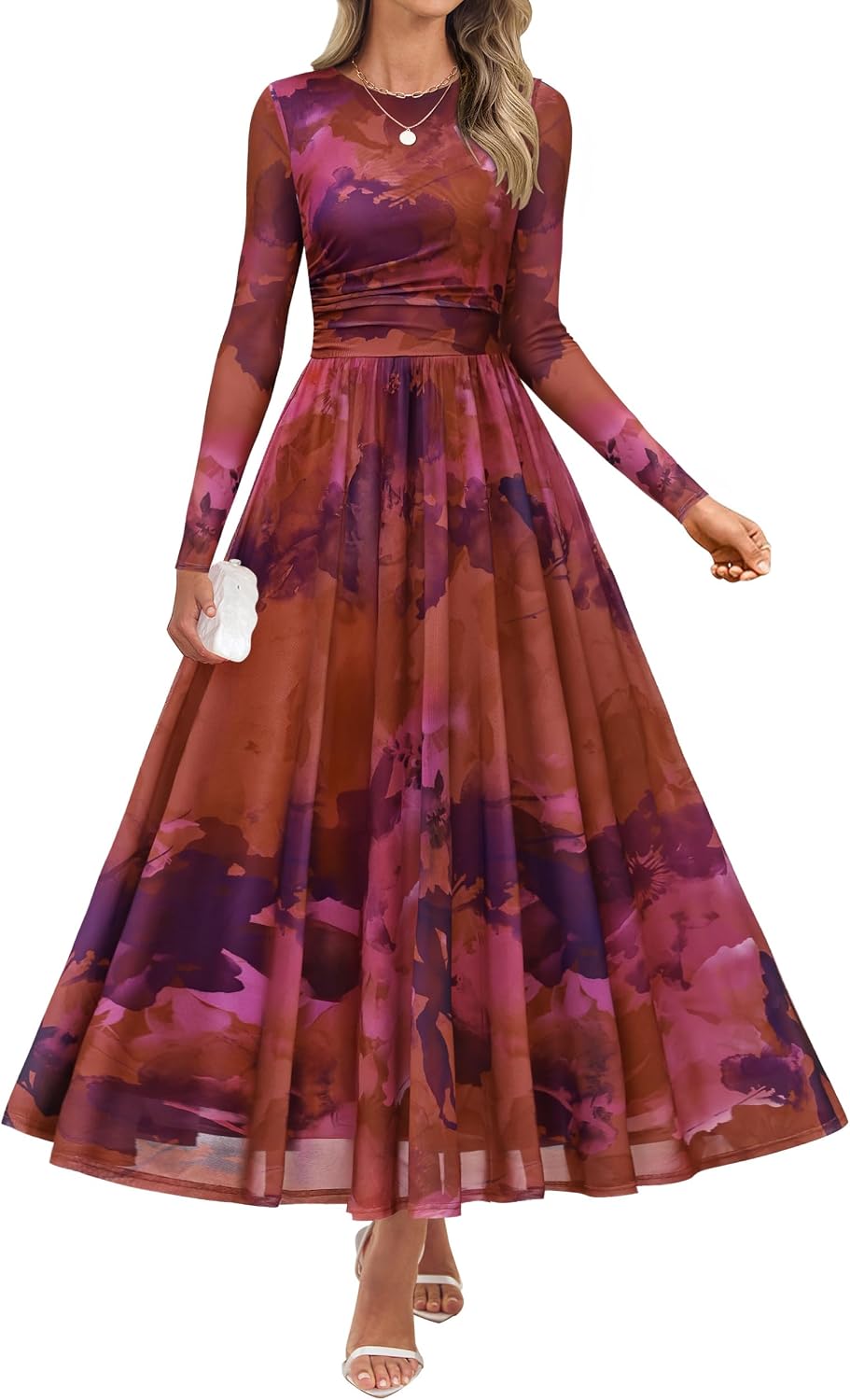 ZESICA Women's Fall Long Sleeve Wedding Guest Dresses