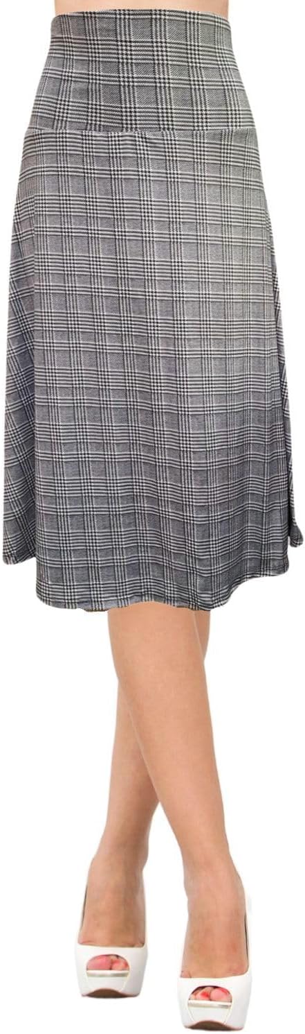 Women's A-Line Foldover Lightweight Flare Midi Pull On Closure Skirt