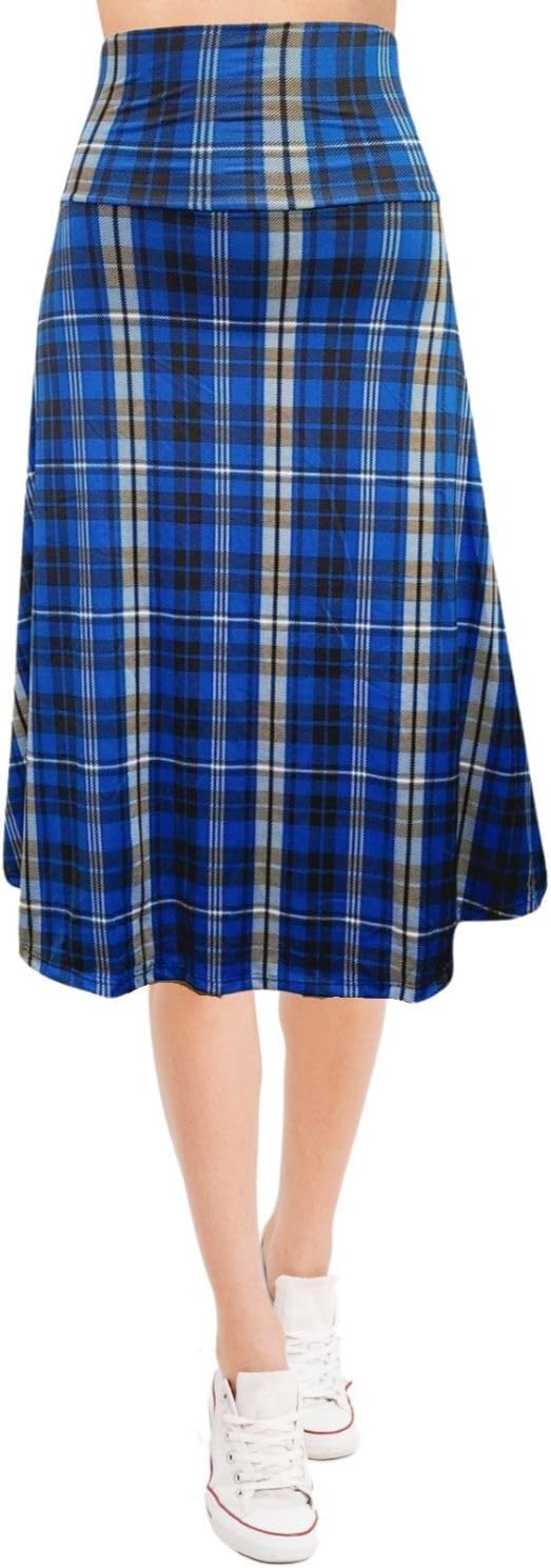 Women's A-Line Foldover Lightweight Flare Midi Pull On Closure Skirt