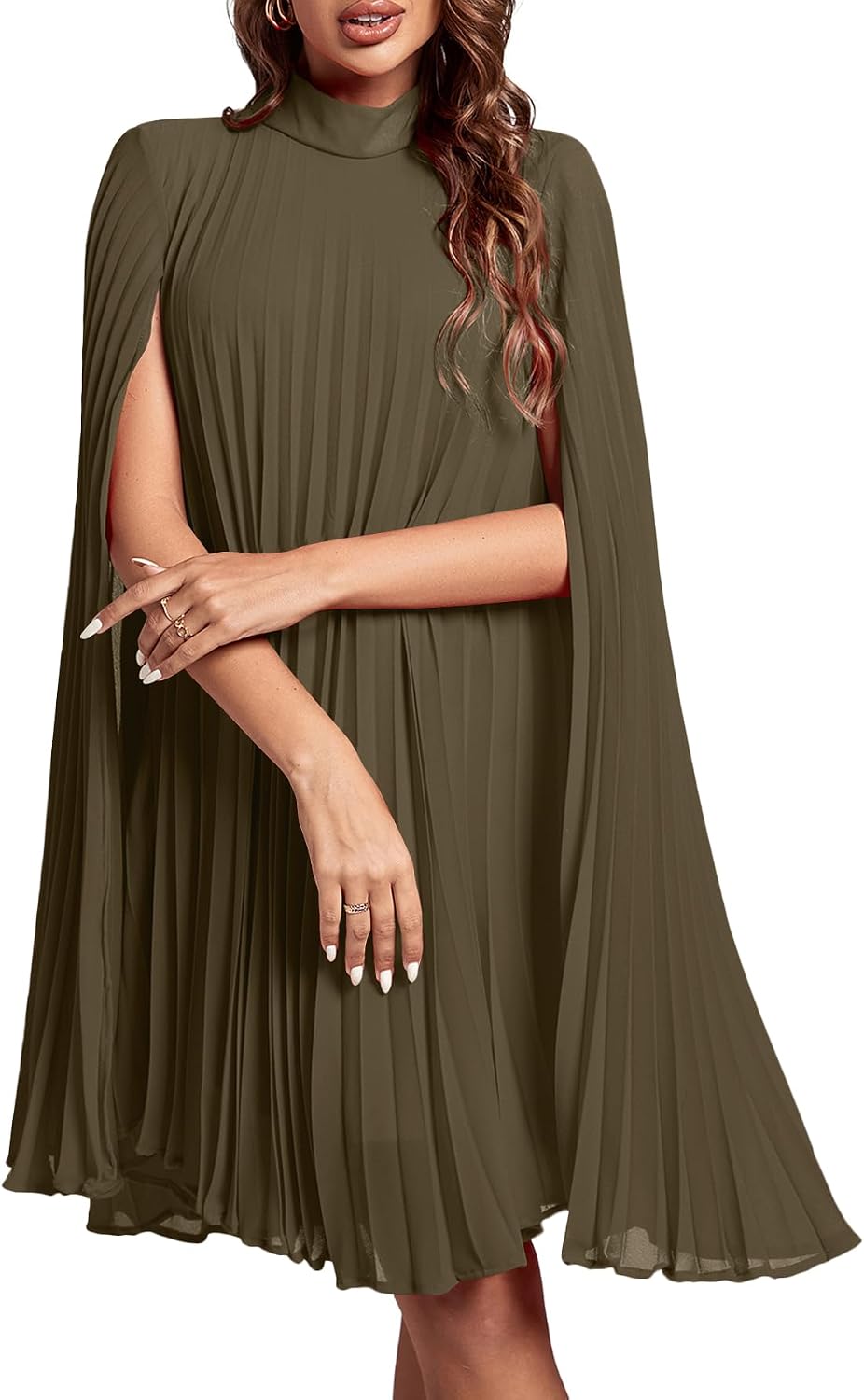 Women's Cloak Sleeve Party Midi Dress