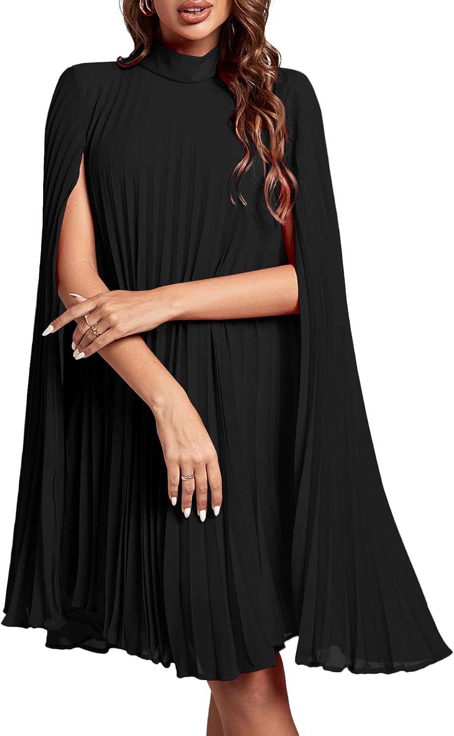 Women's Cloak Sleeve Party Midi Dress