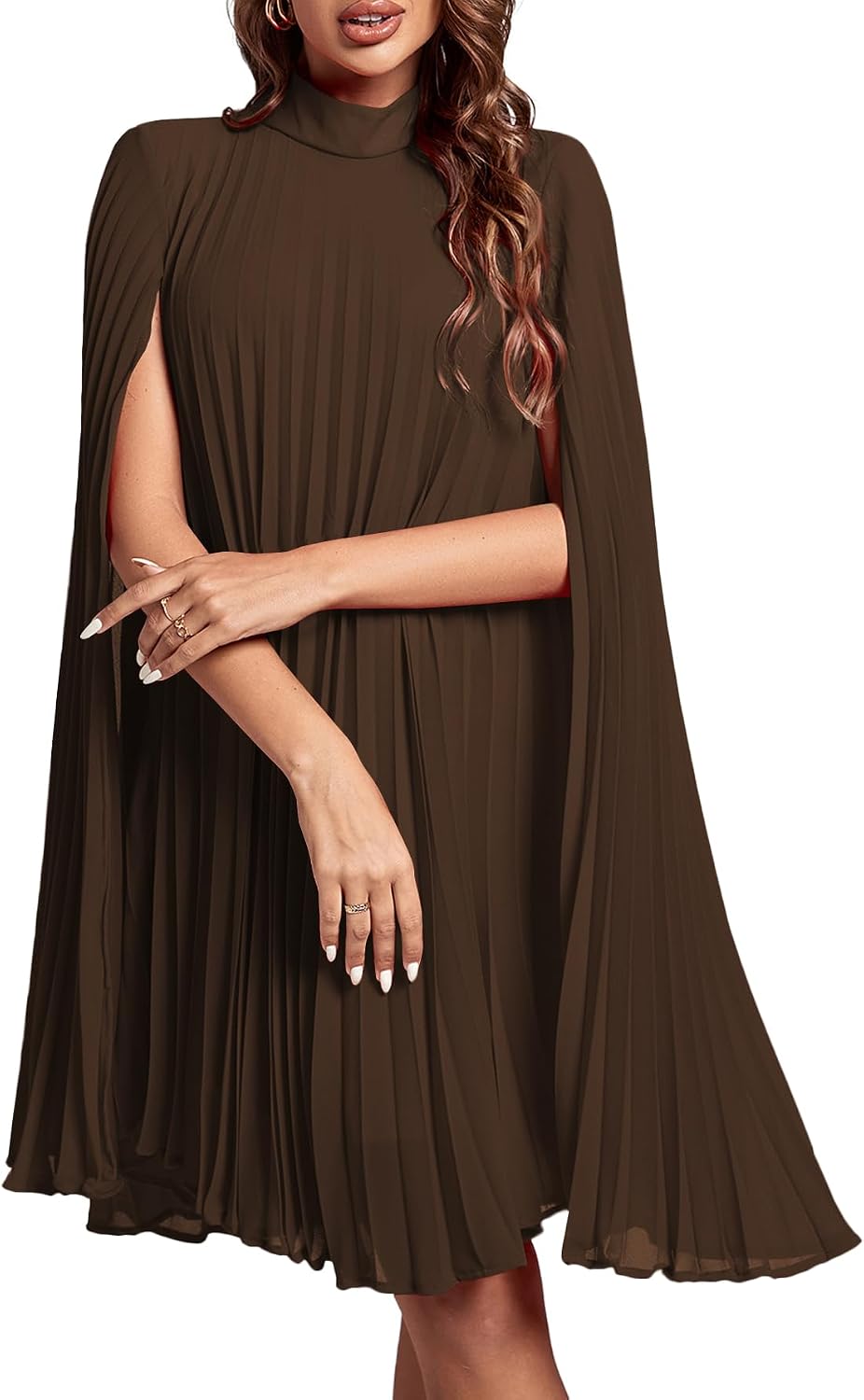 Women's Cloak Sleeve Party Midi Dress