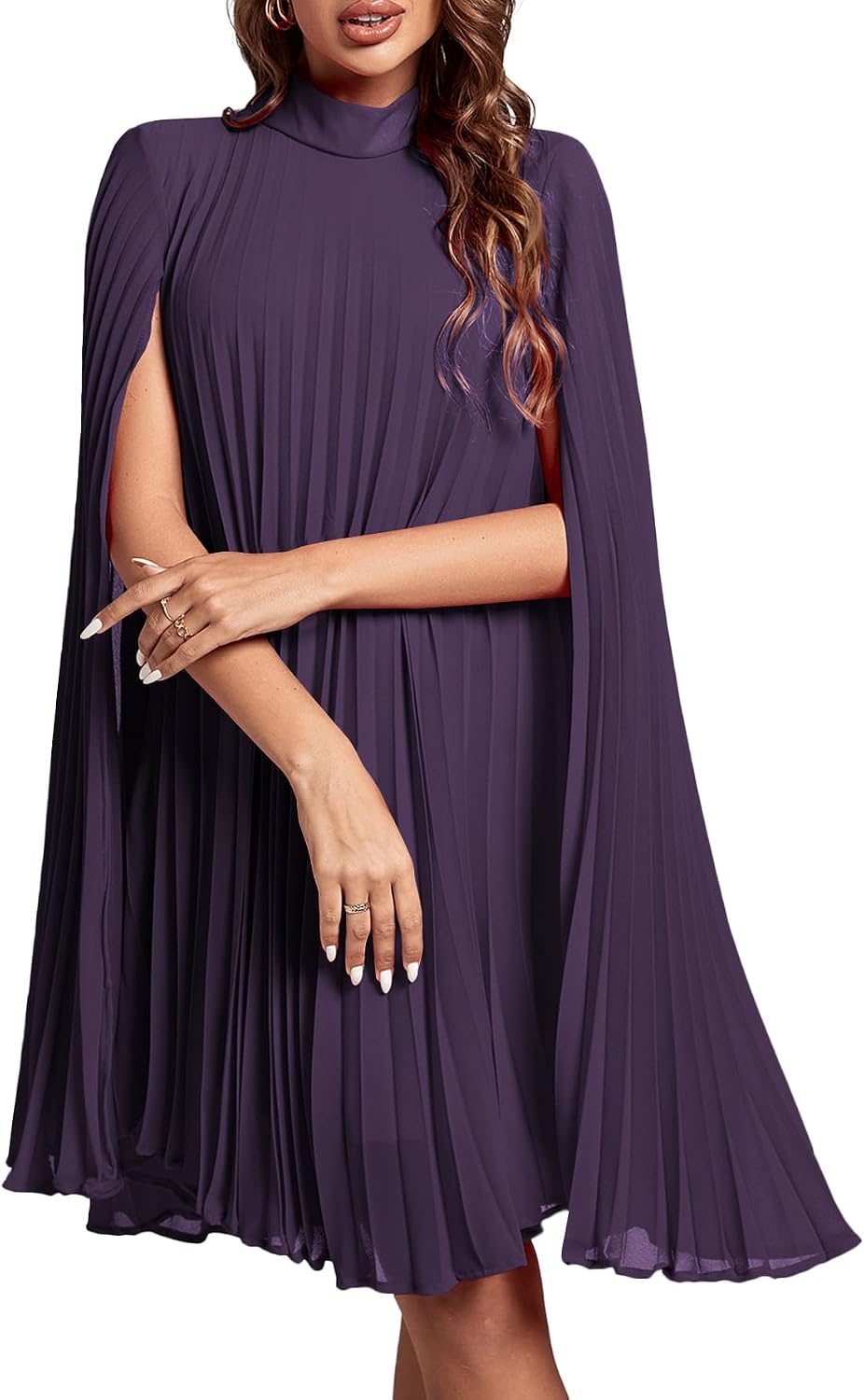 Women's Cloak Sleeve Party Midi Dress