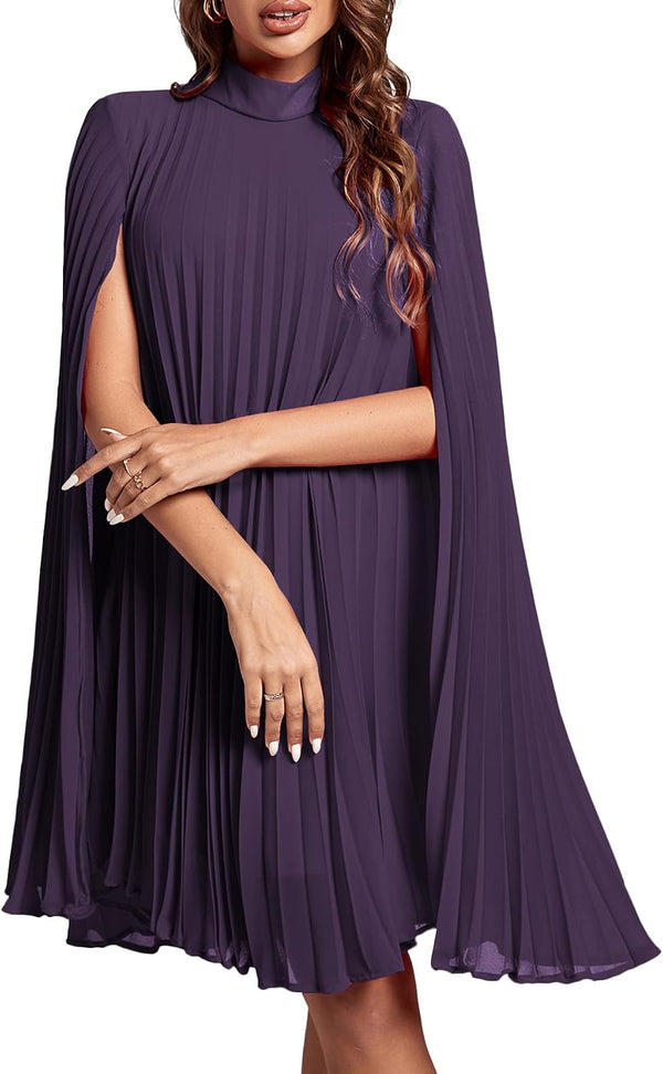 Women's Cloak Sleeve Party Midi Dress