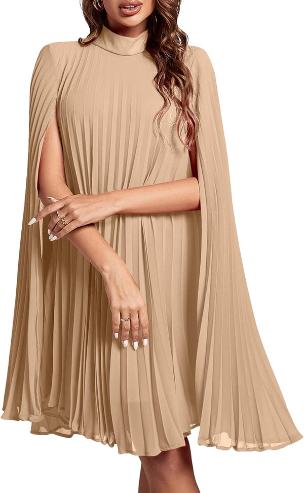 Women's Cloak Sleeve Party Midi Dress