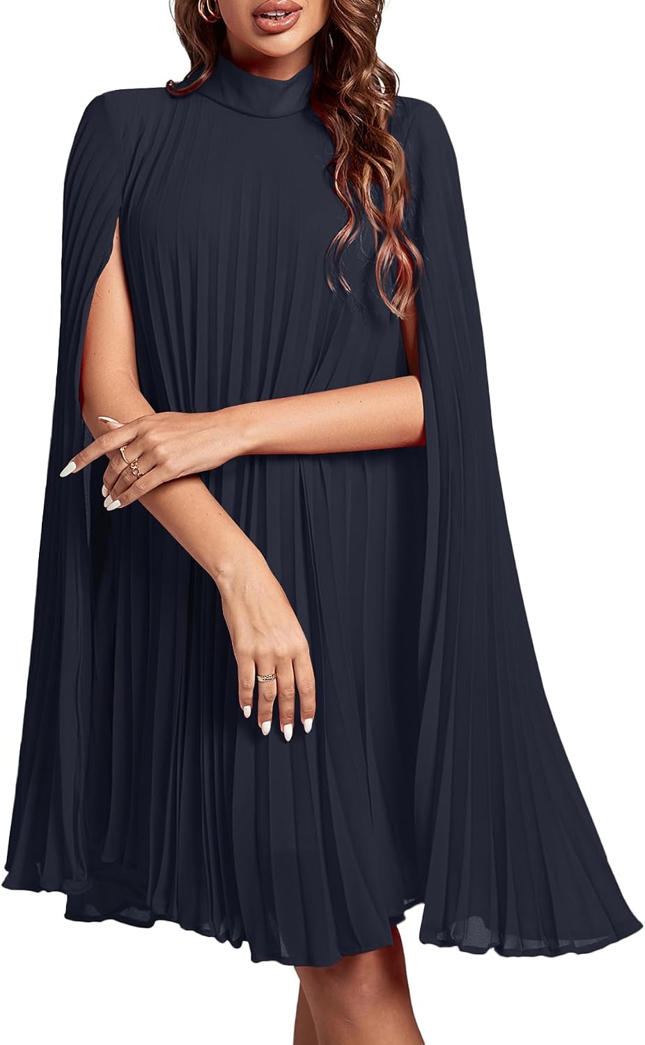Women's Cloak Sleeve Party Midi Dress