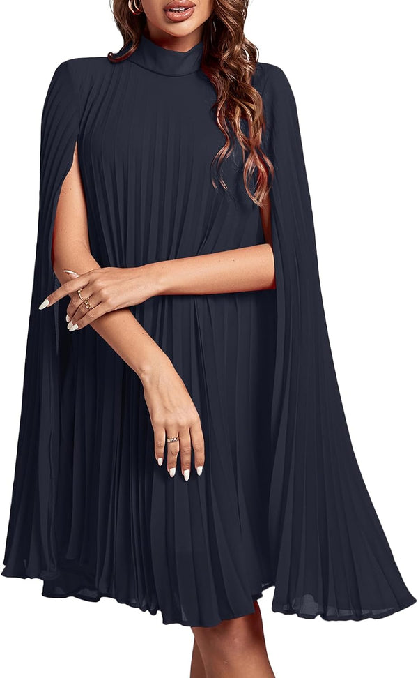 Women's Cloak Sleeve Party Midi Dress