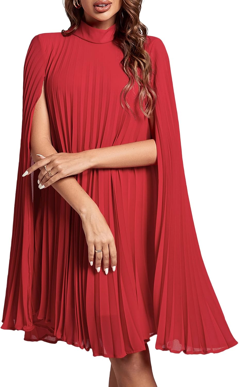 Women's Cloak Sleeve Party Midi Dress