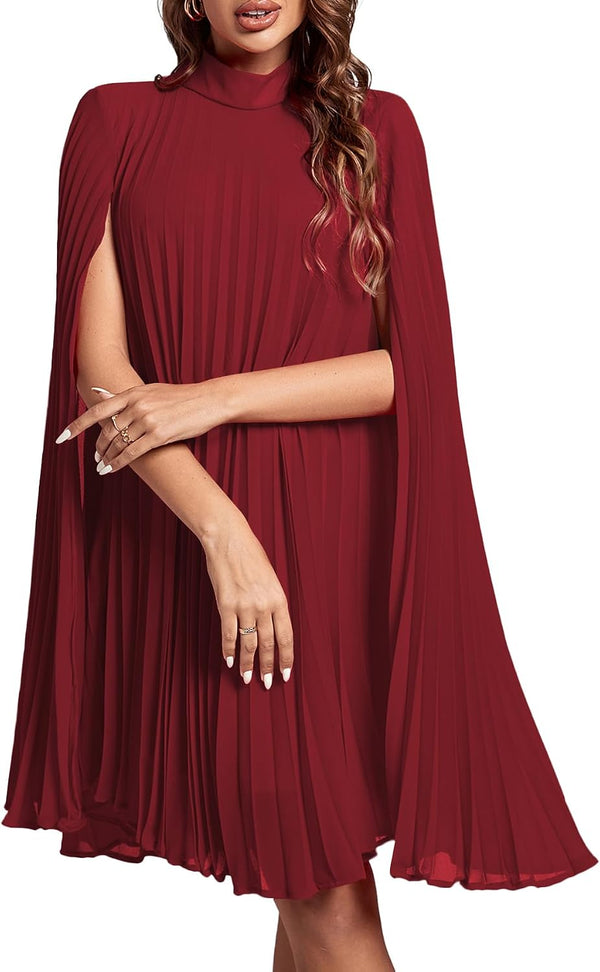 Women's Cloak Sleeve Party Midi Dress