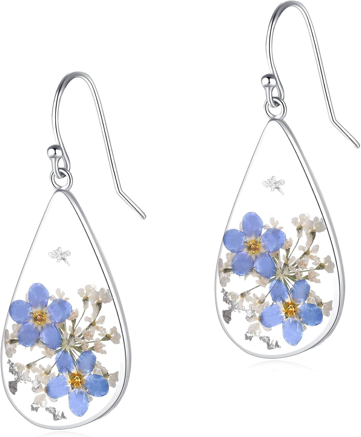Forget-Me-Not Pressed Flower Earrings | Handmade Drop and Dangle Earrings | Pressed Flower Jewelry | Thanksgiving Christmas birthdays | Gift for Woman