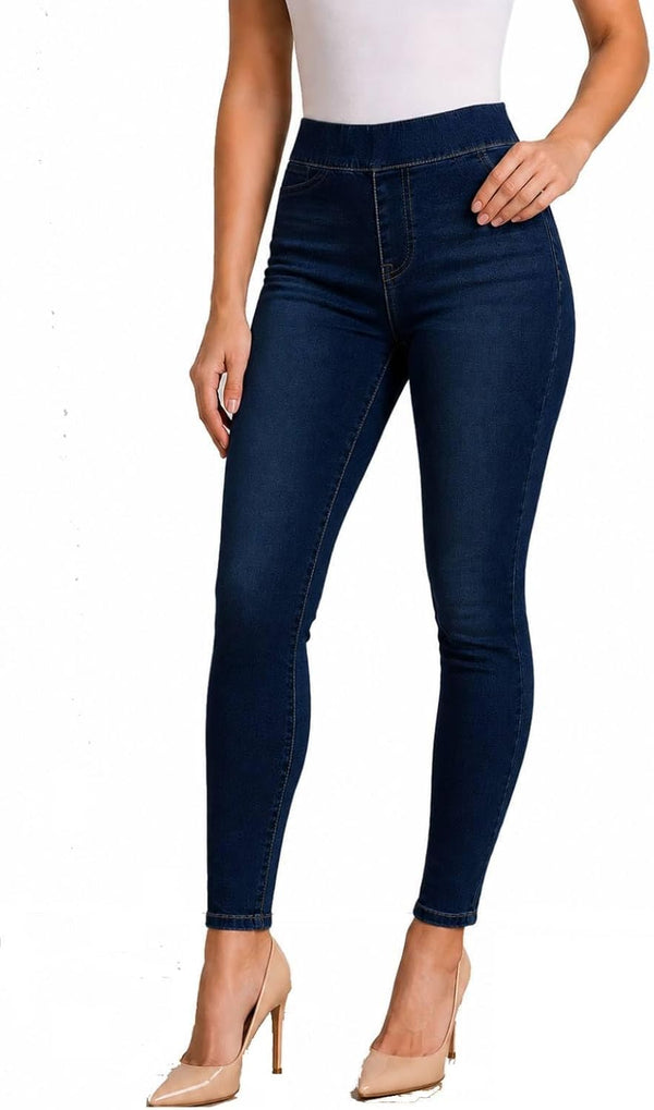 Women’s Stretch Denim Pull On Jeans With Pockets – Ripped