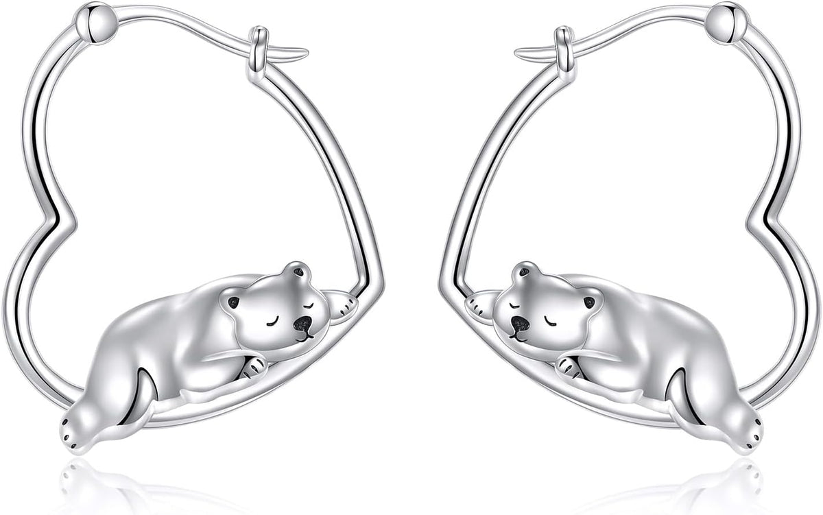 YFN Animal Earrings Sterling Silver Animal Heart Hoop Dangle Earrings Cute Jewelry Gifts for Women