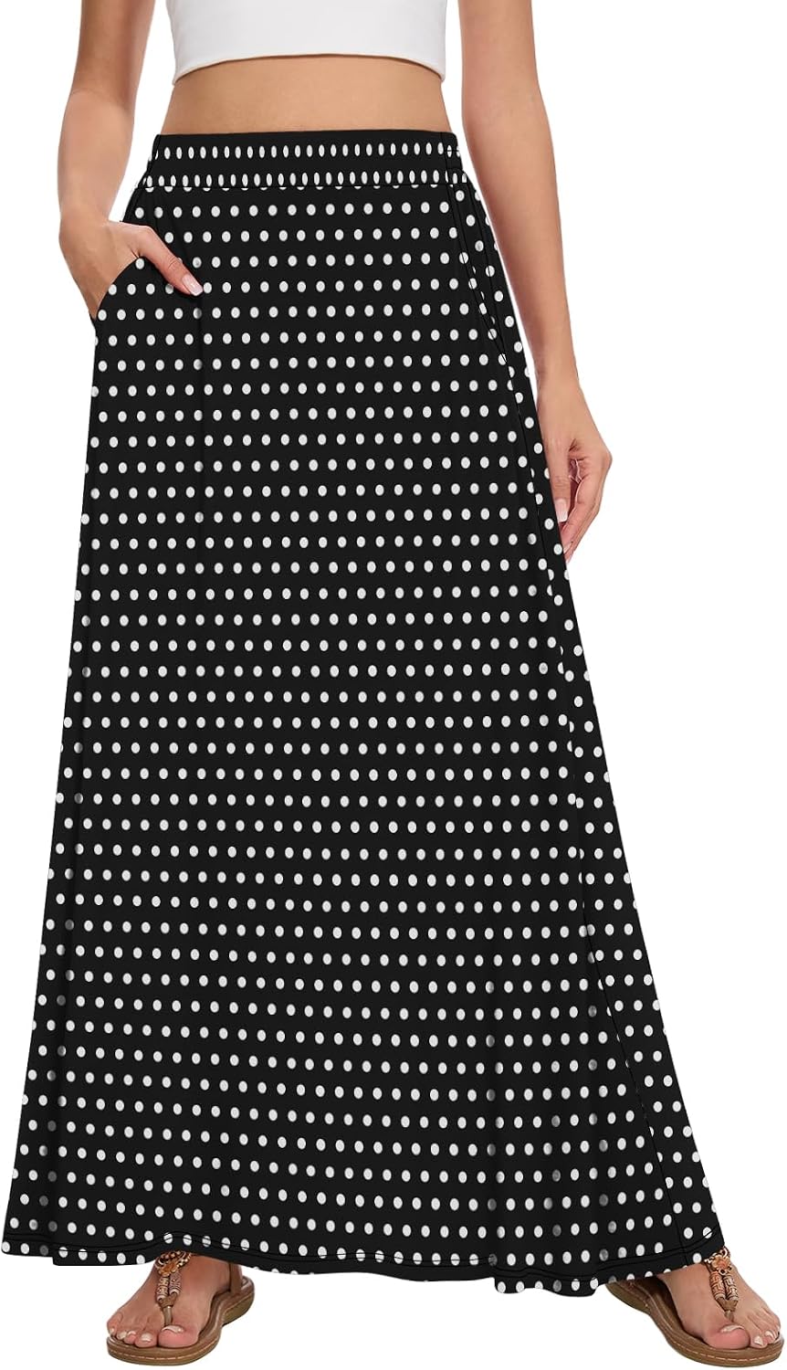 Womens Maxi Skirt Long Flowy Summer A-Line High Waist Skirts