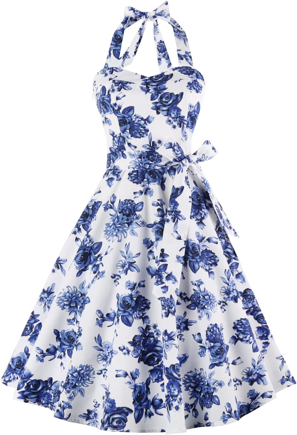 Topdress Women'sVintage Polka Audrey Dress 1950s Halter Retro Cocktail Dress