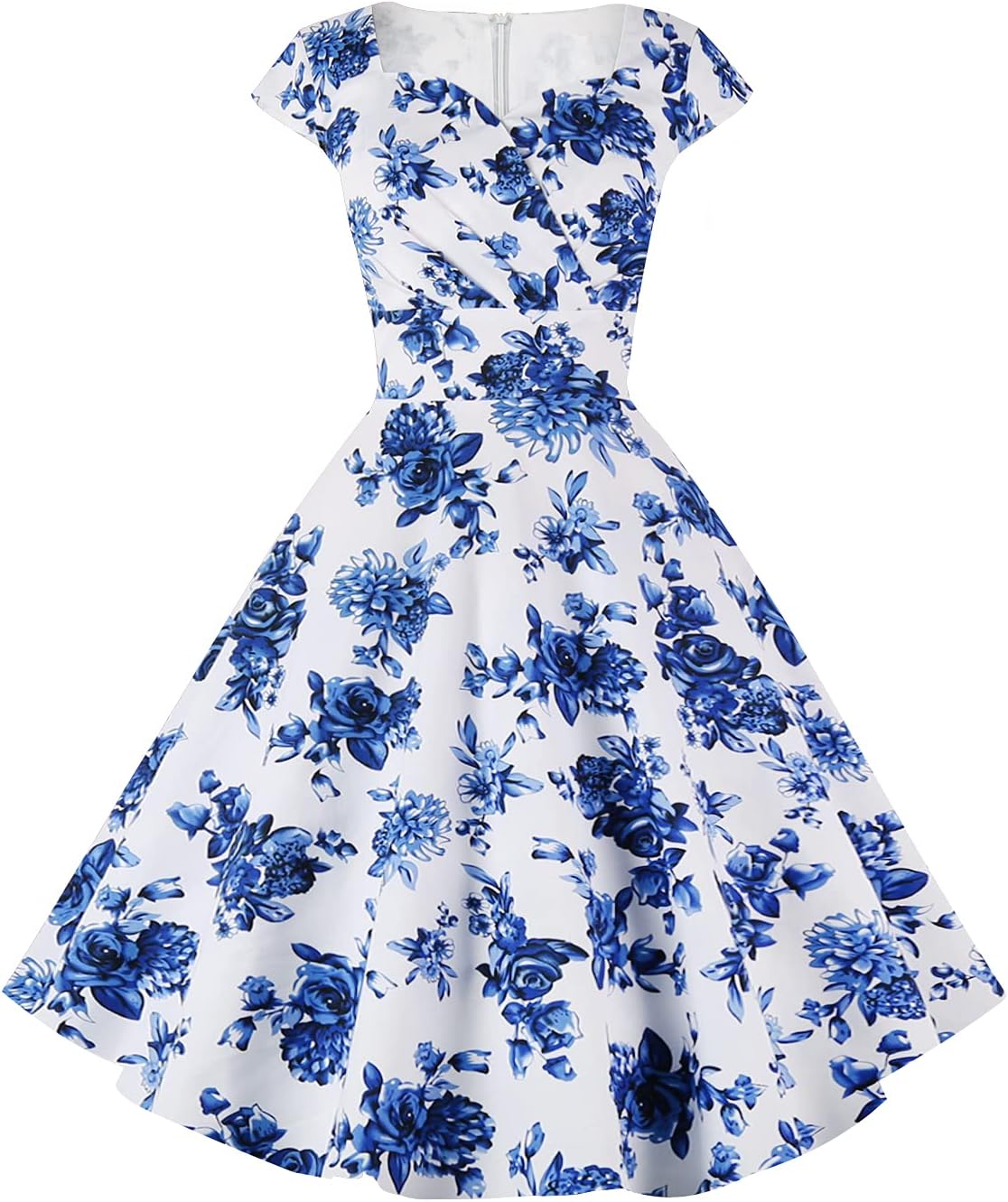 Women's Cap Sleeve 1950s Retro Vintage Cocktail Swing Dresses with Pocket