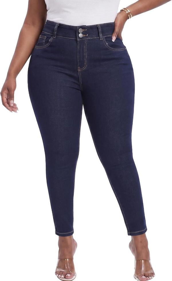 Womens Plus Size Skinny Jeans High Waisted Stretchy Classic