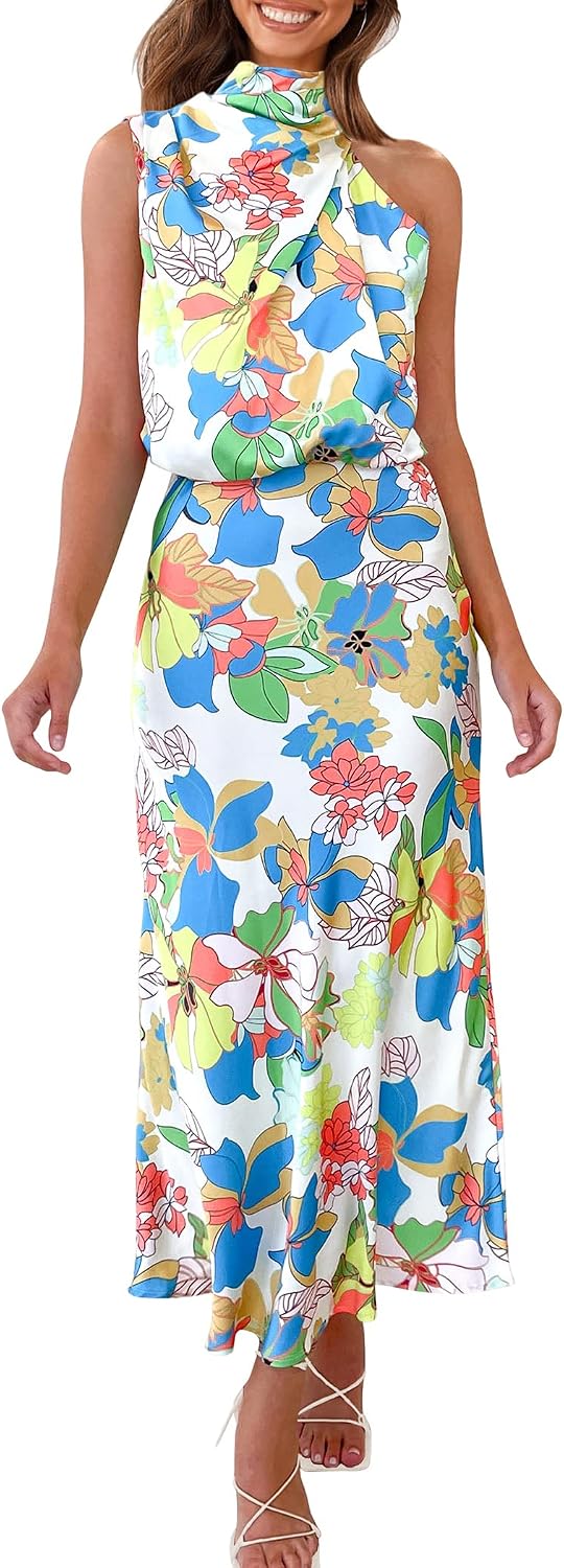 PRETTYGARDEN Women's Summer Satin Maxi Cocktail Dress