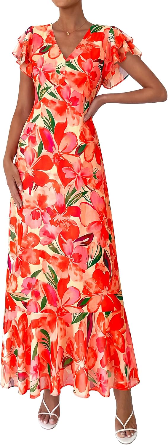 PRETTYGARDEN Womens Summer Boho Floral Maxi Dress
