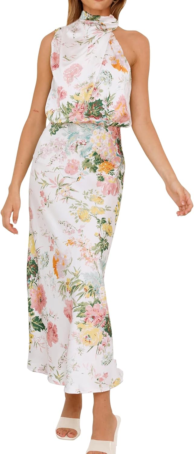 PRETTYGARDEN Women's Summer Satin Maxi Cocktail Dress